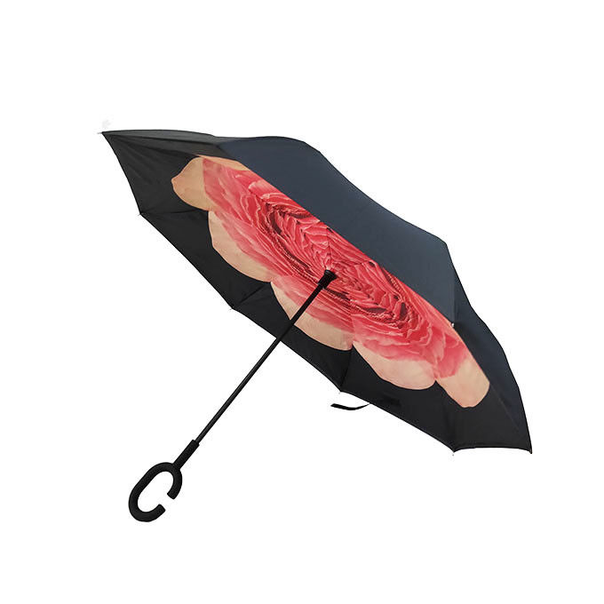 A dupla camada do projeto da flor inverteu o guarda-chuva, guarda-chuva dado forma C do punho fornecedor